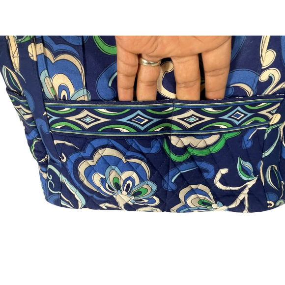 Vera Bradley Mediterranean, blue zip, quilted tote bag purse Retired - Picture 7 of 10